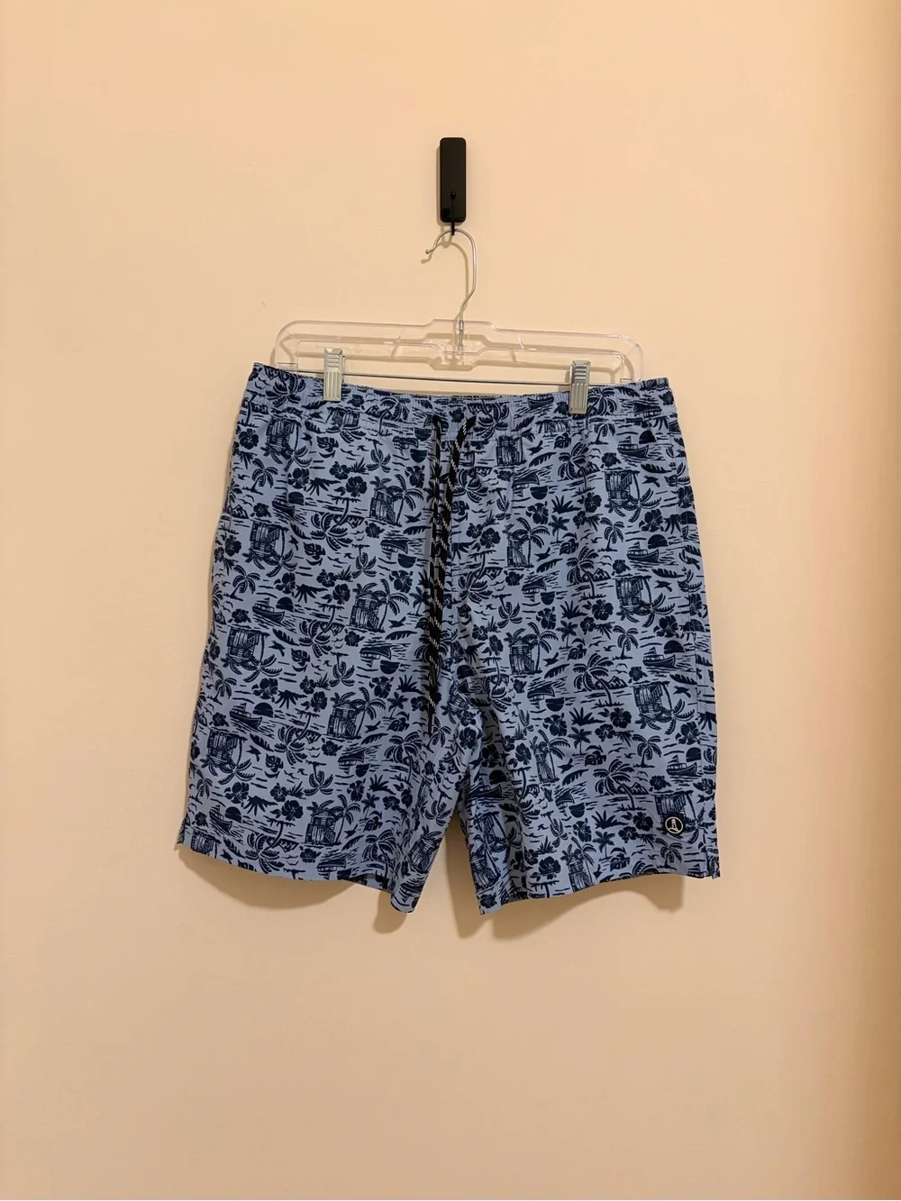 Lands' End Light Blue Tropical Print Board Shorts